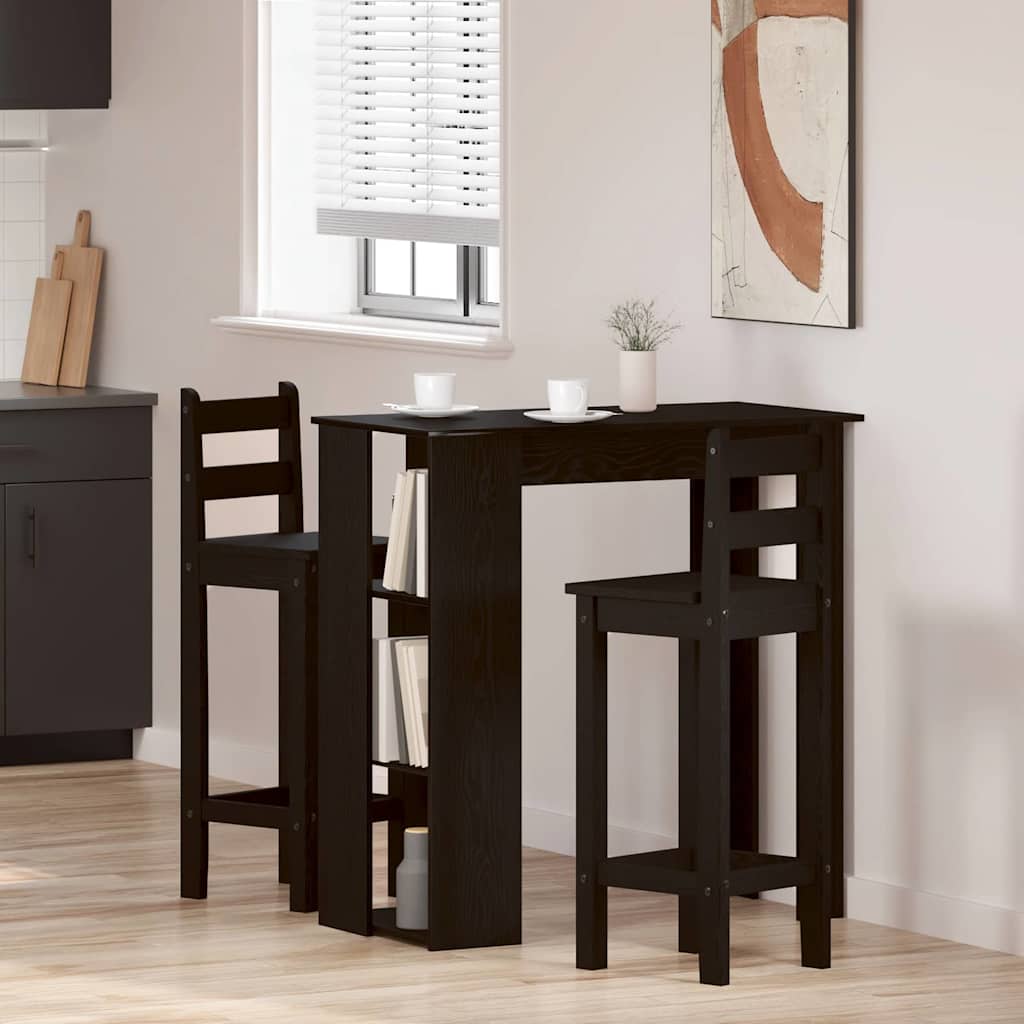 vidaXL Stół barowy z półką Czarny Dąb 102 x 50 x 103,5 cm