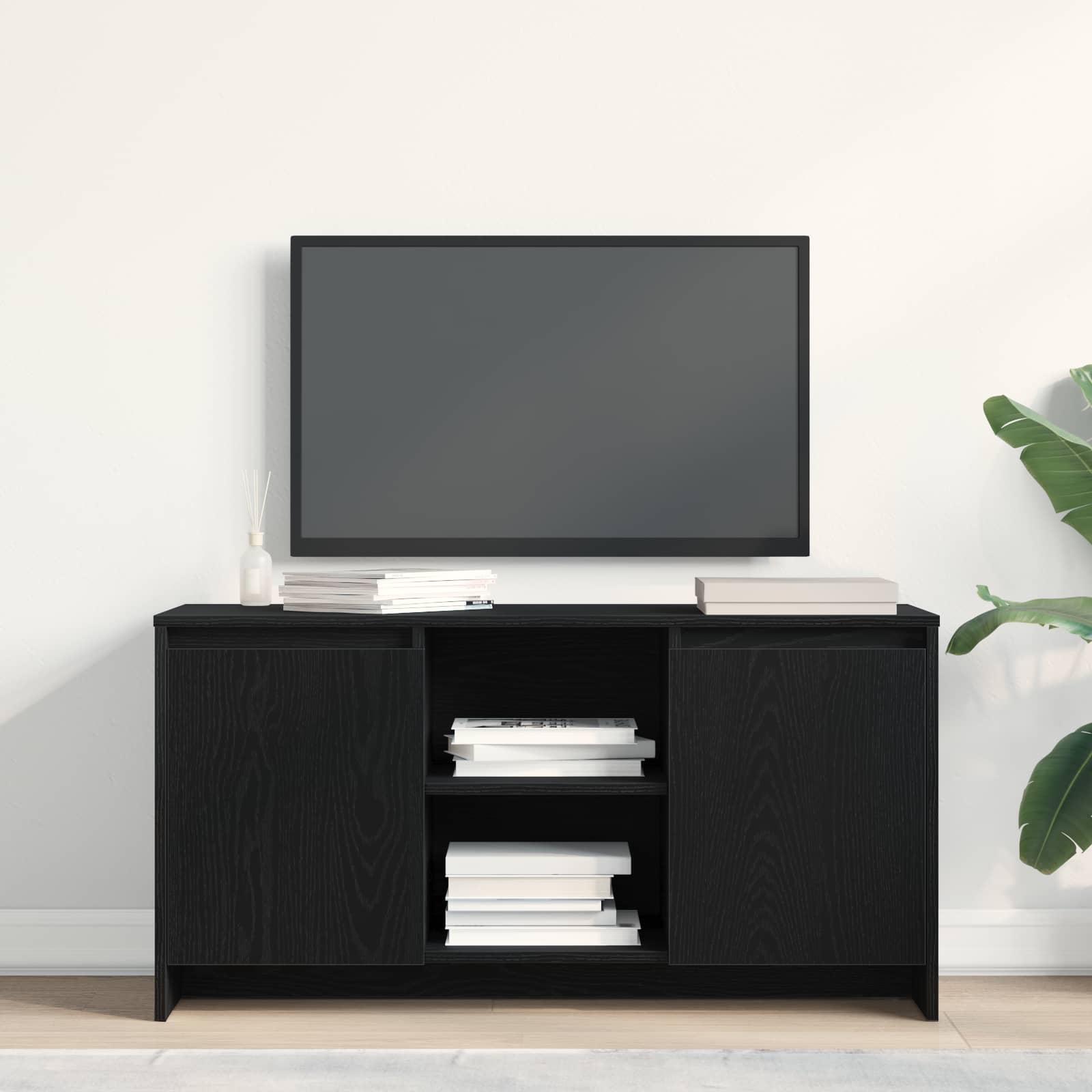 vidaXL Szafka pod telewizor Czarny Dąb 102 x 37,5 x 52,5 cm