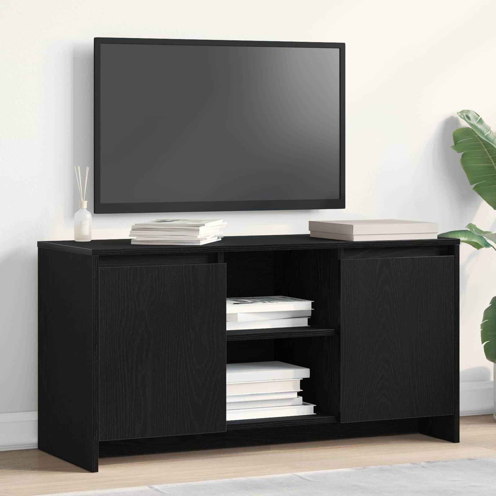 vidaXL Szafka pod telewizor Czarny Dąb 102 x 37,5 x 52,5 cm
