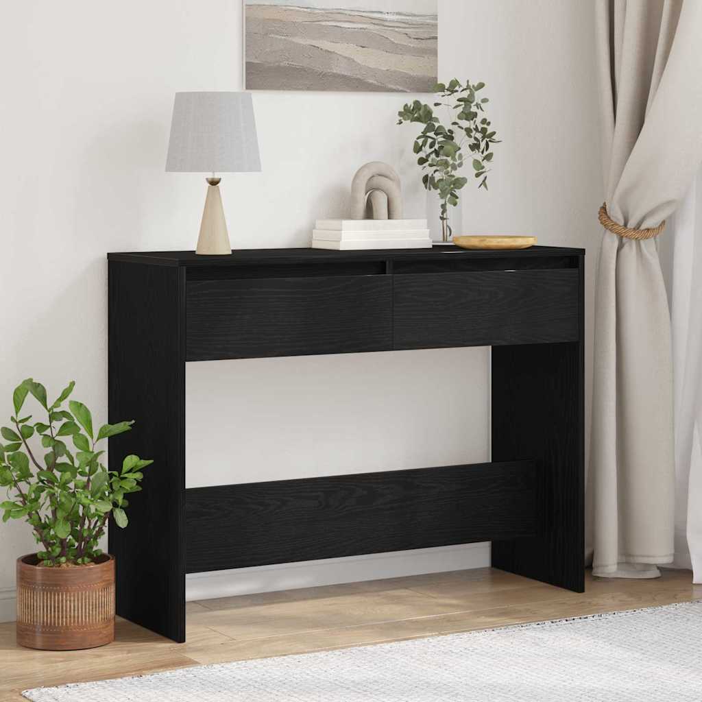 vidaXL Konsola Czarny Dąb 100 x 35 x 76,5 cm Materiał drewnopochodny