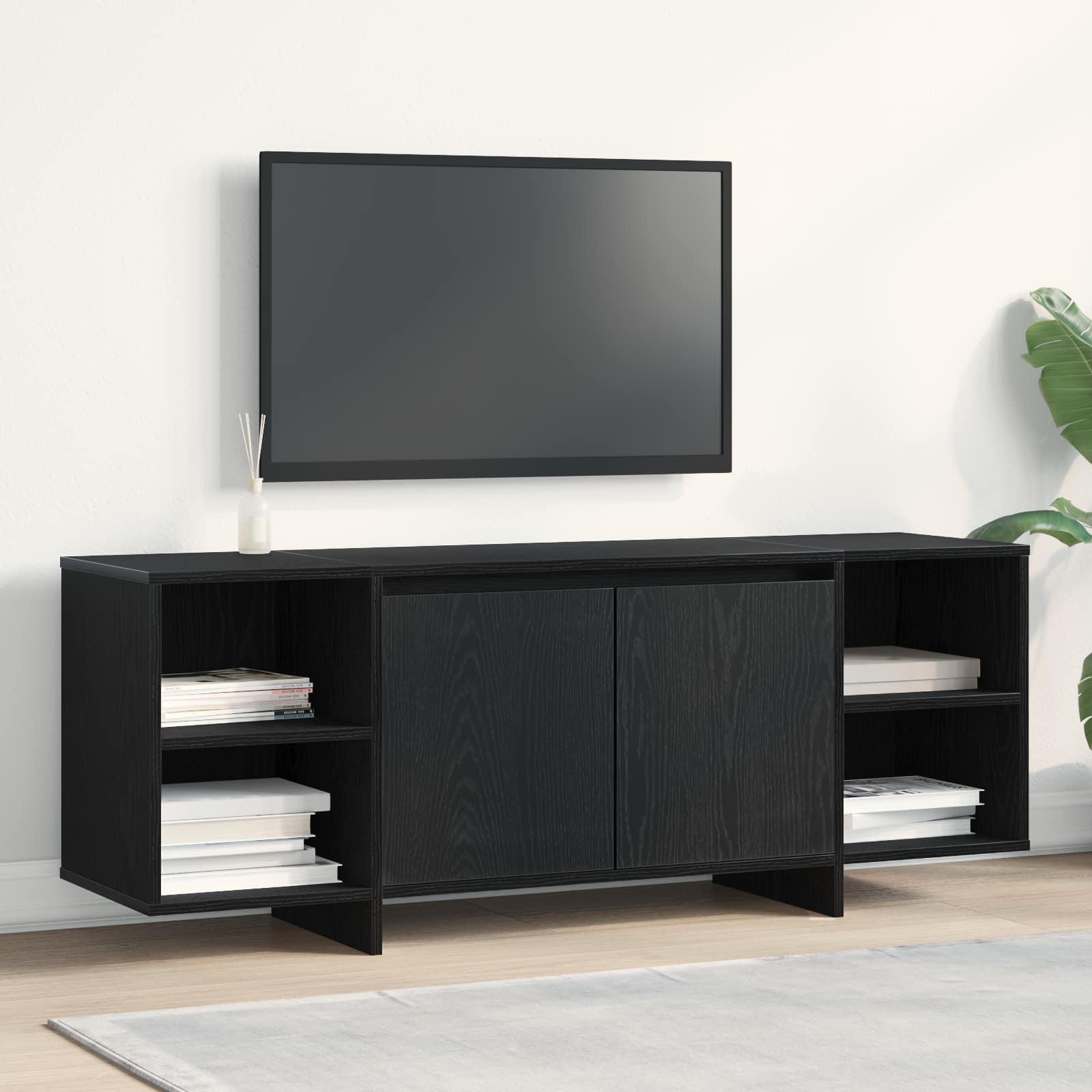 vidaXL Szafka pod telewizor 130 x 35 x 50 cm Czarny dąb