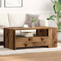 vidaXL Stolik kawowy z szufladą Stare drewno 102 x 55 x 43,5 cm