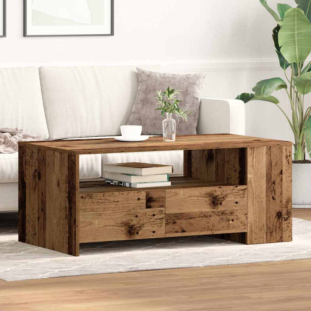 vidaXL Stolik kawowy z szufladą Stare drewno 102 x 55 x 43,5 cm