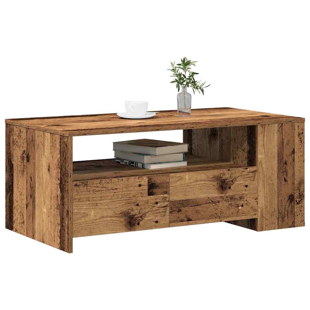 vidaXL Stolik kawowy z szufladą Stare drewno 102 x 55 x 43,5 cm