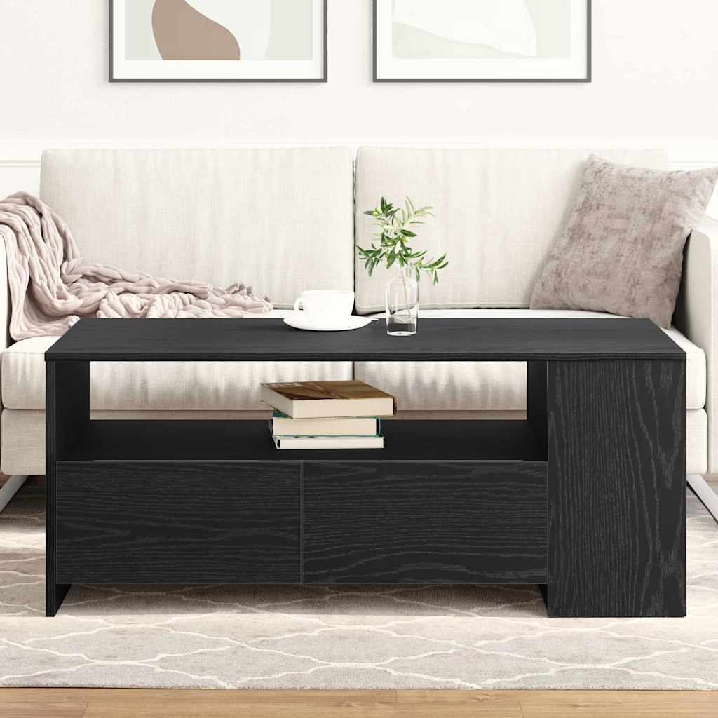 vidaXL Stolik kawowy z szufladą Czarny Dąb 102 x 55 x 43,5 cm