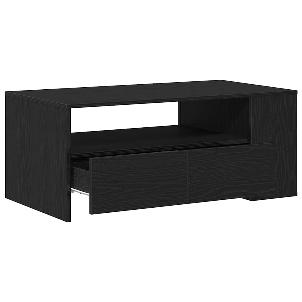 vidaXL Stolik kawowy z szufladą Czarny Dąb 102 x 55 x 43,5 cm