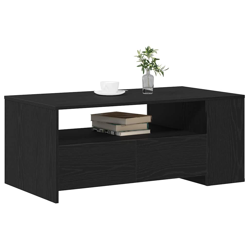 vidaXL Stolik kawowy z szufladą Czarny Dąb 102 x 55 x 43,5 cm