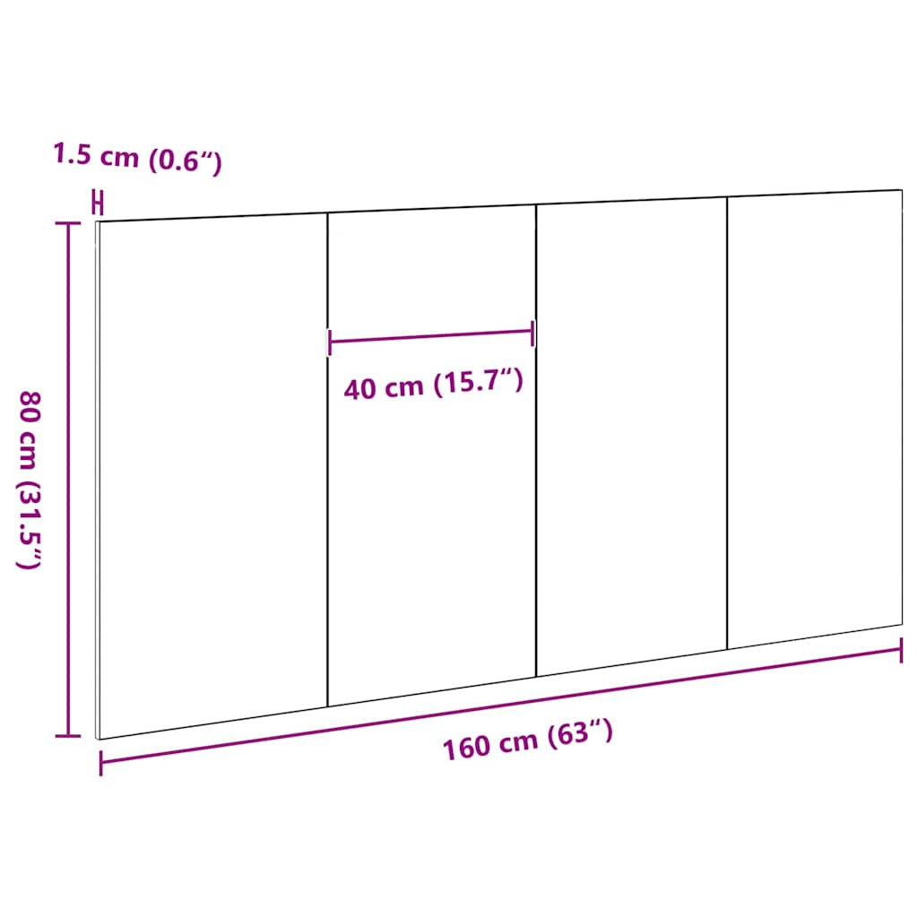 vidaXL Wezgłowie łóżka Z zagłówkiem Czarny Dąb 160 x 1.5 x 80.5 cm