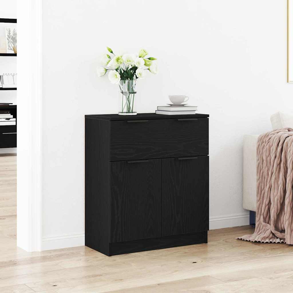 vidaXL Bufet Czarny Dąb 60 x 30 x 70 cm Materiał drewnopochodny