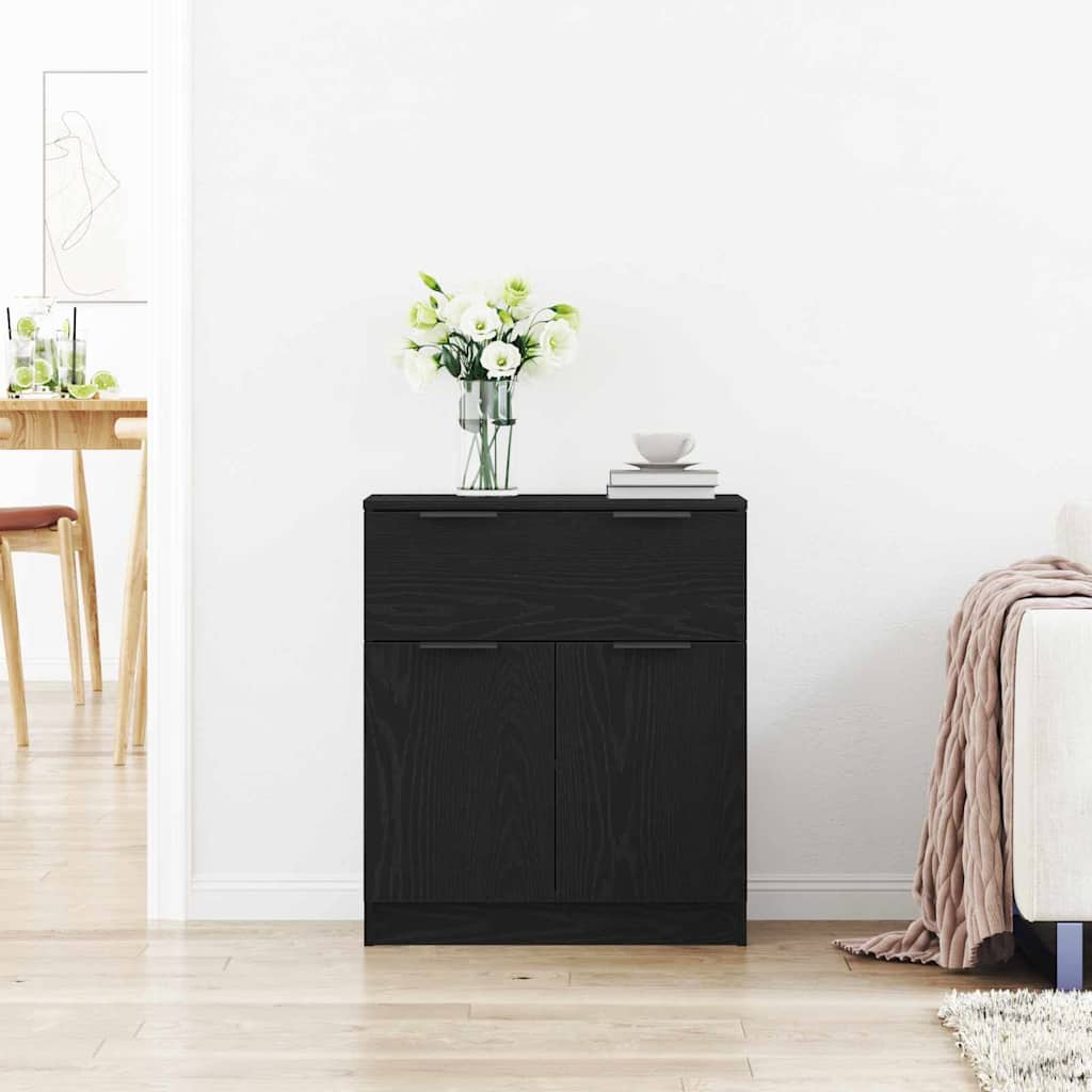 vidaXL Bufet Czarny Dąb 60 x 30 x 70 cm Materiał drewnopochodny