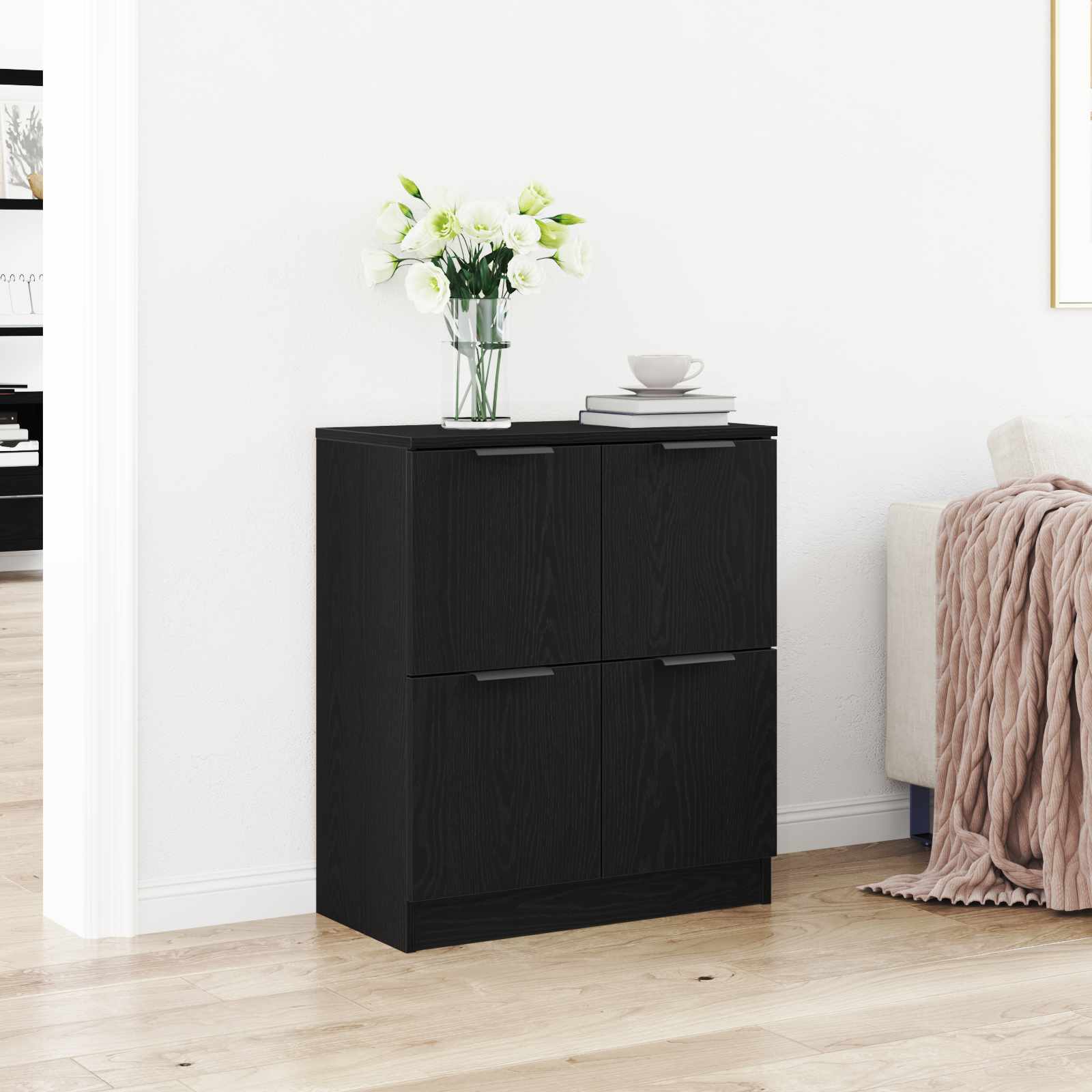 vidaXL Bufet Czarny Dąb 60 x 30 x 70 cm Materiał drewnopochodny