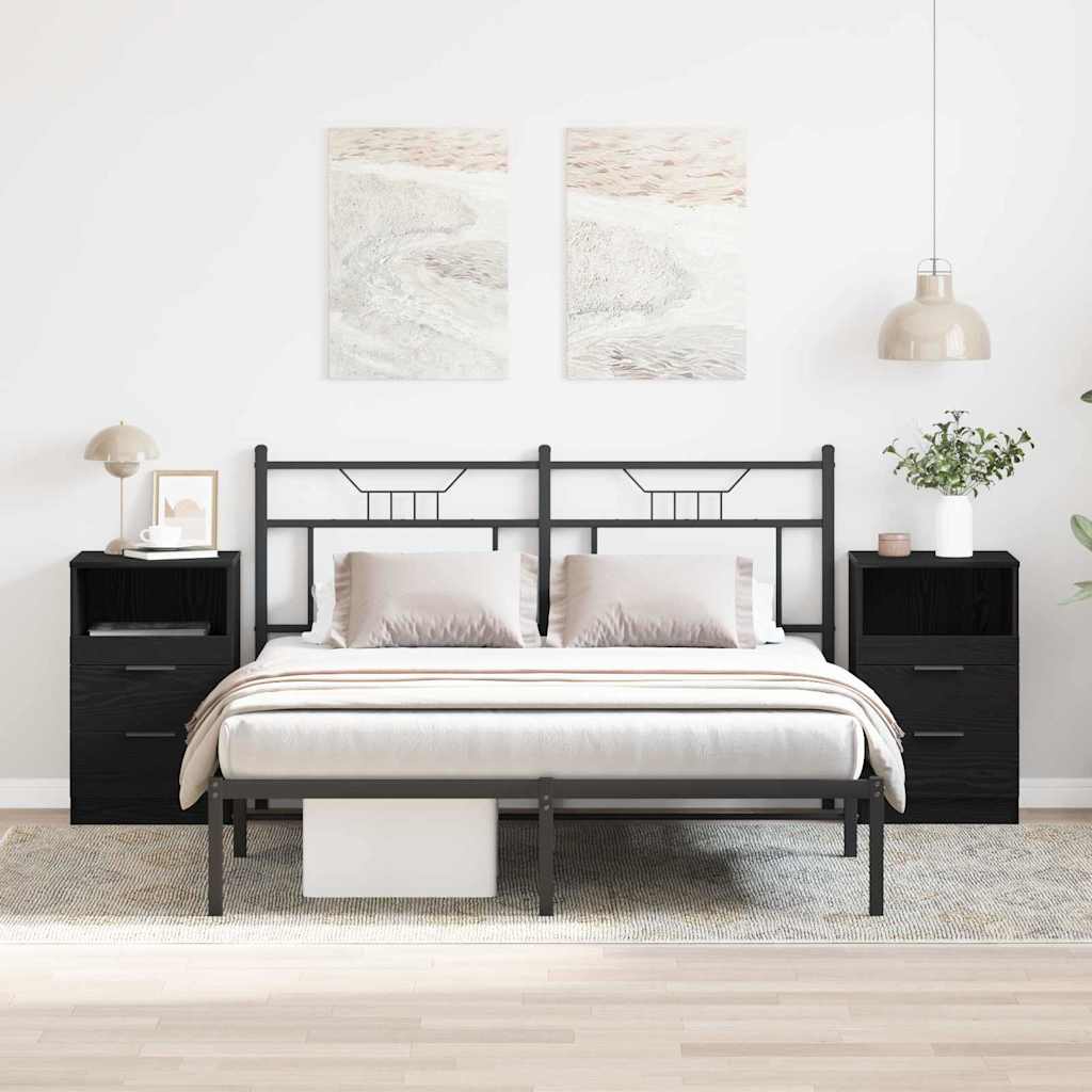 vidaXL Szafka Nocna z szufladą 2 pcs Czarny Dąb 40 x 35 x 65 cm