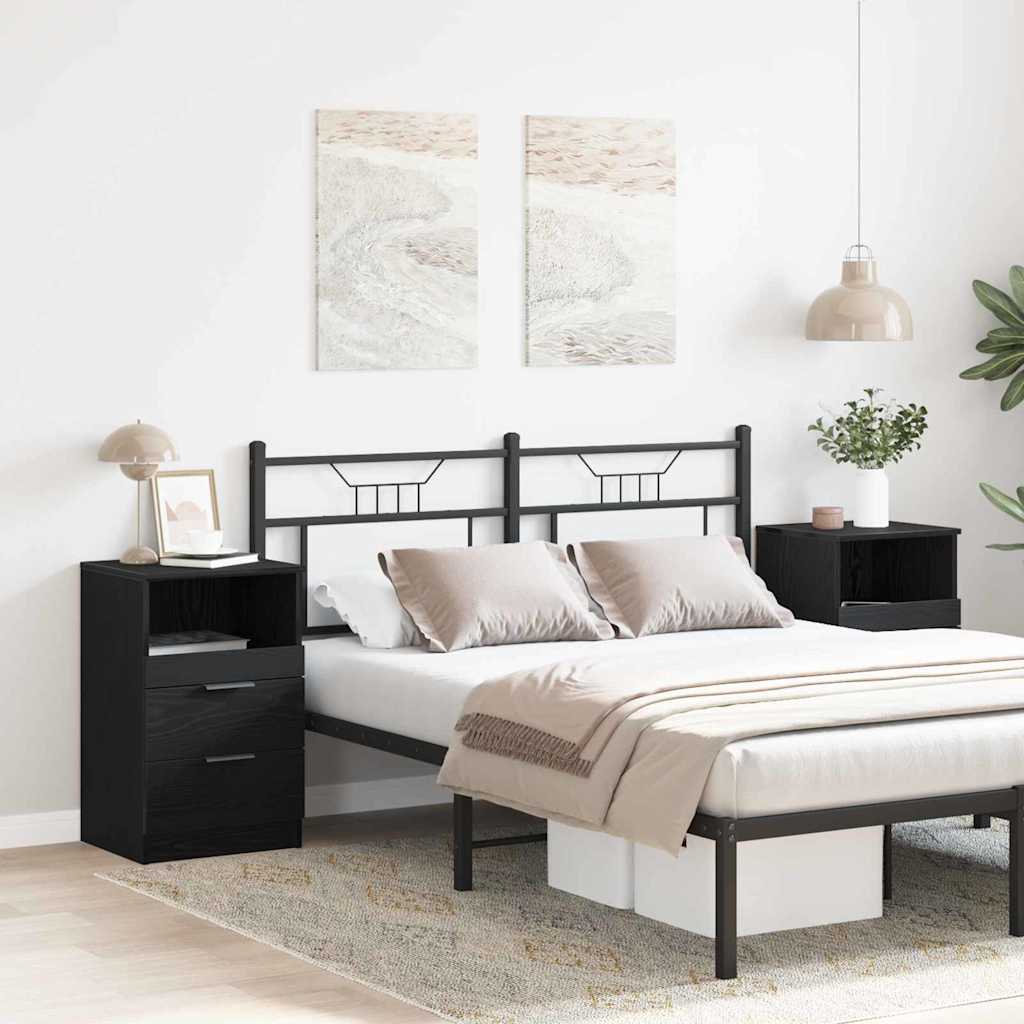 vidaXL Szafka Nocna z szufladą 2 pcs Czarny Dąb 40 x 35 x 65 cm