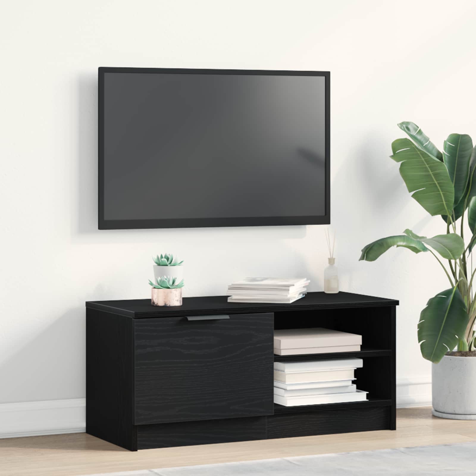 vidaXL Szafka pod telewizor Czarny Dąb 80 x 35 x 36,5 cm