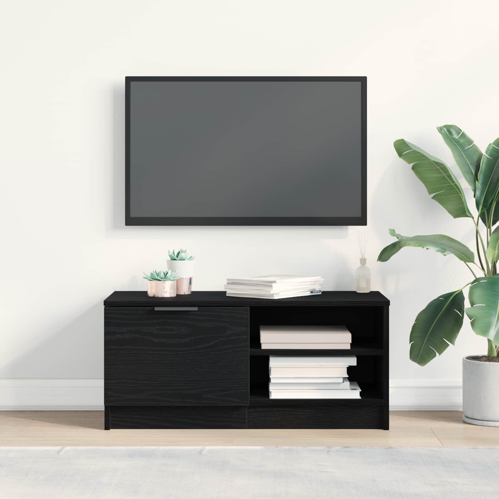 vidaXL Szafka pod telewizor Czarny Dąb 80 x 35 x 36,5 cm