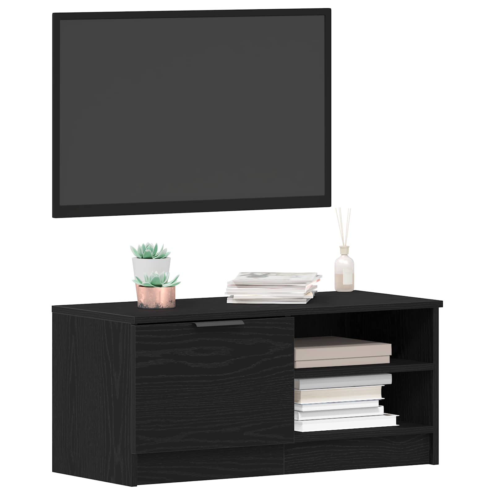 vidaXL Szafka pod telewizor Czarny Dąb 80 x 35 x 36,5 cm