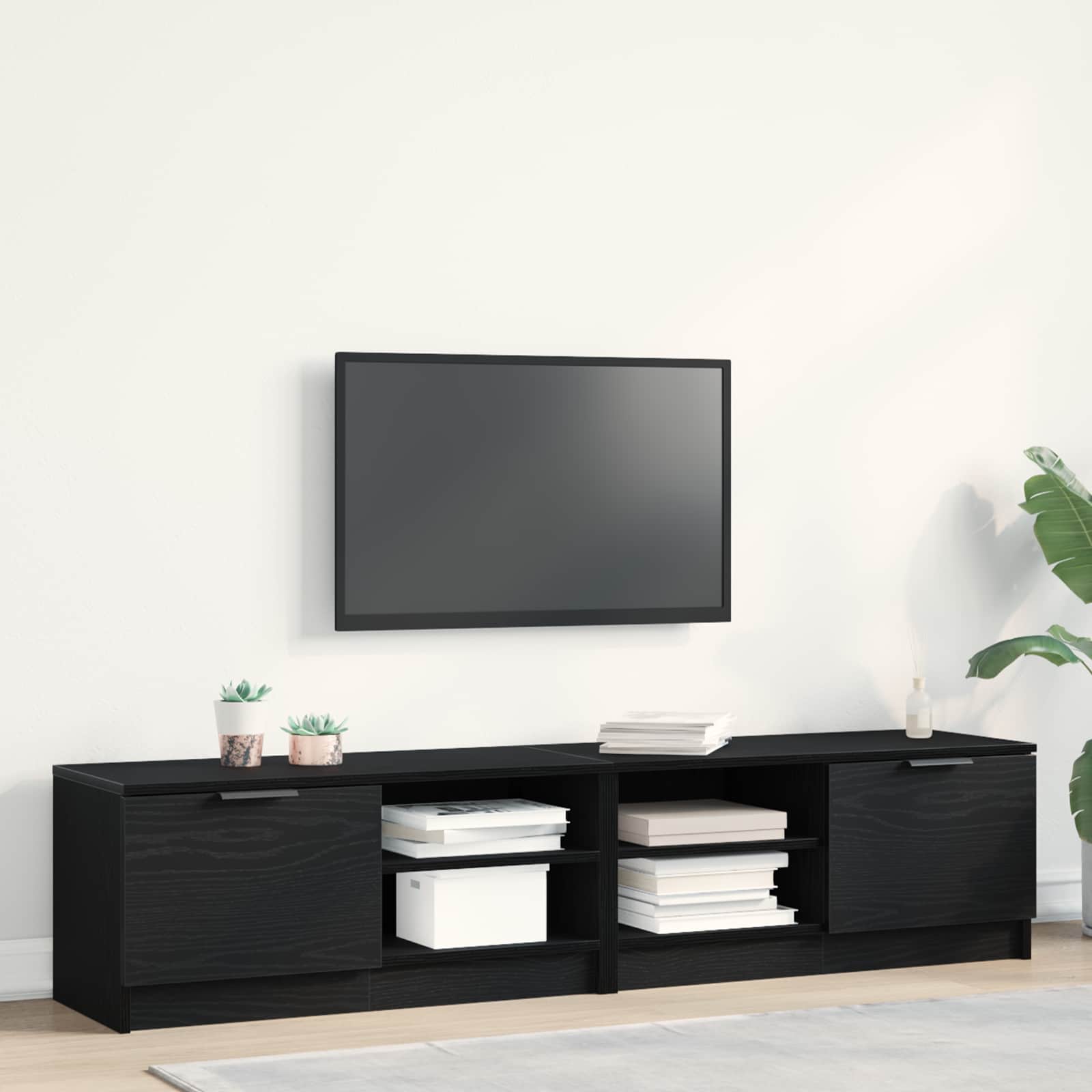 vidaXL Szafka pod telewizor 2 pcs Czarny Dąb 80 x 35 x 36,5 cm