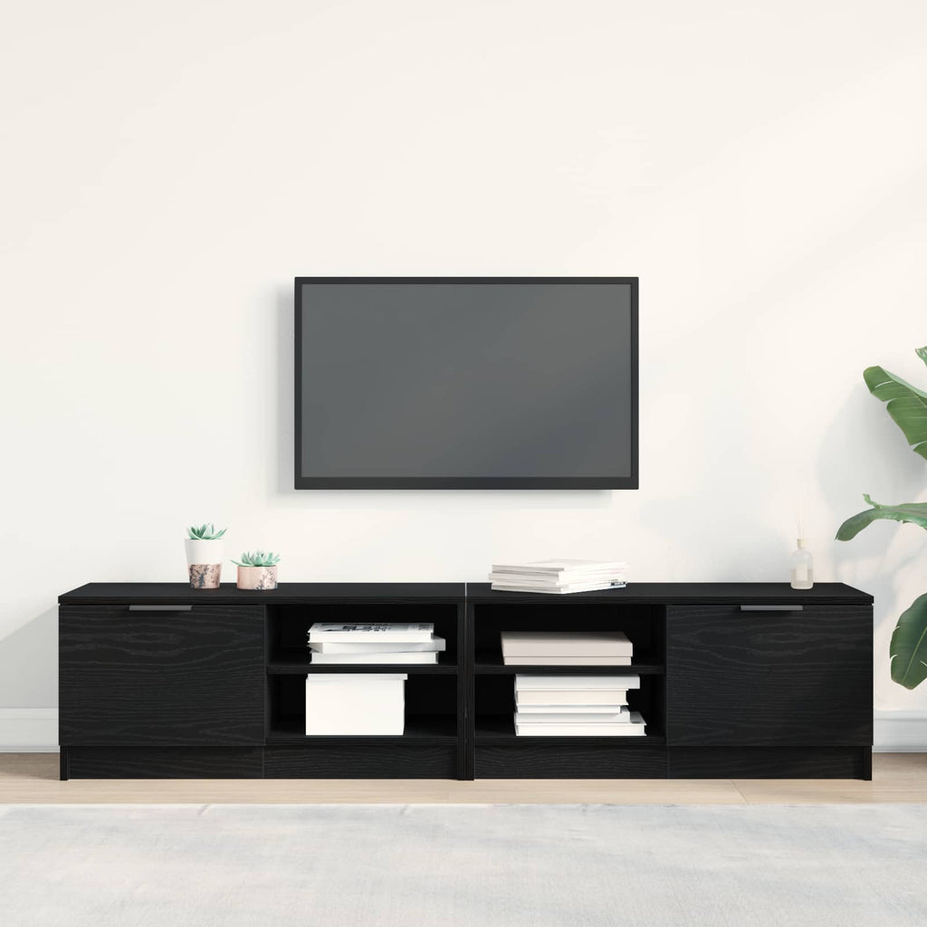 vidaXL Szafka pod telewizor 2 pcs Czarny Dąb 80 x 35 x 36,5 cm