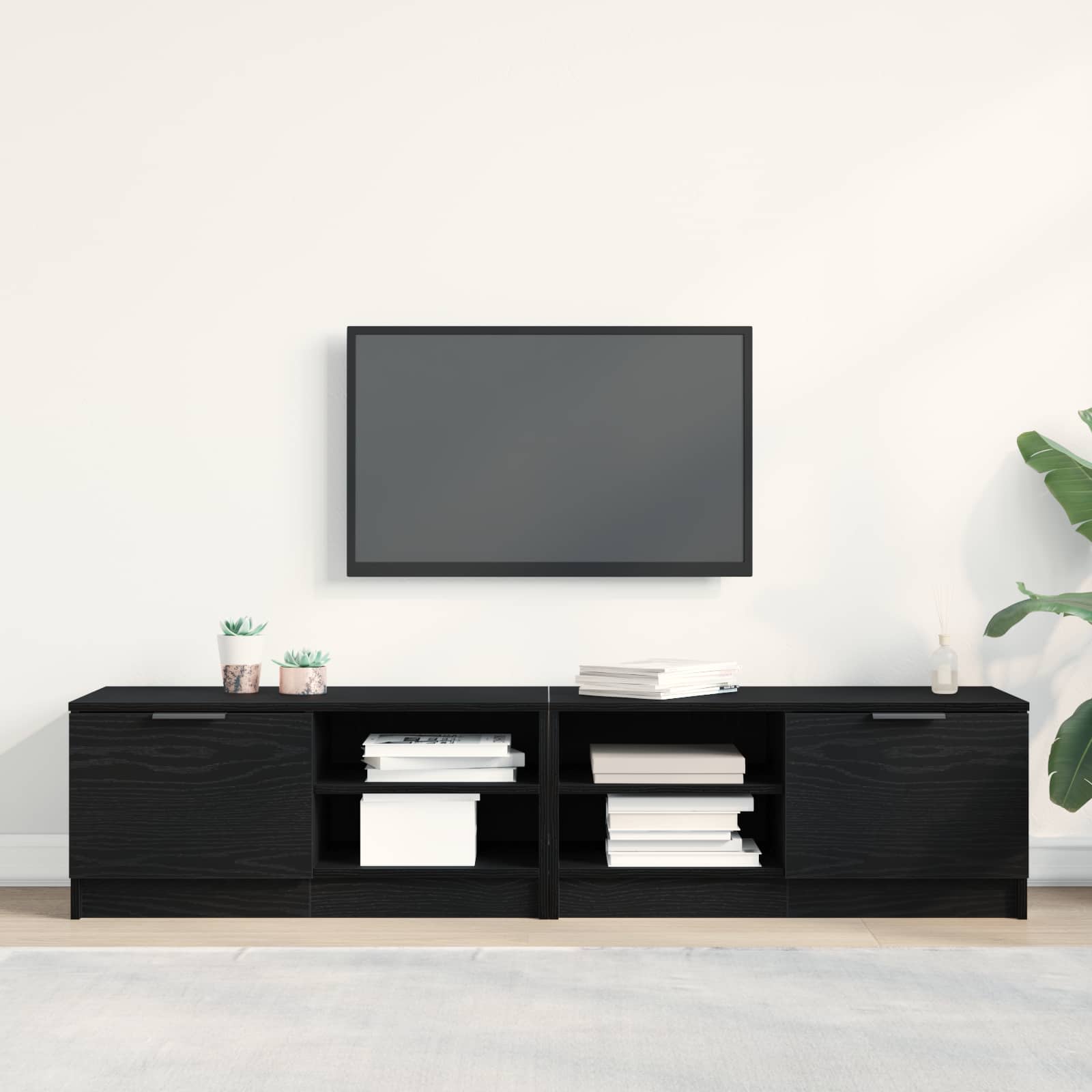 vidaXL Szafka pod telewizor 2 pcs Czarny Dąb 80 x 35 x 36,5 cm