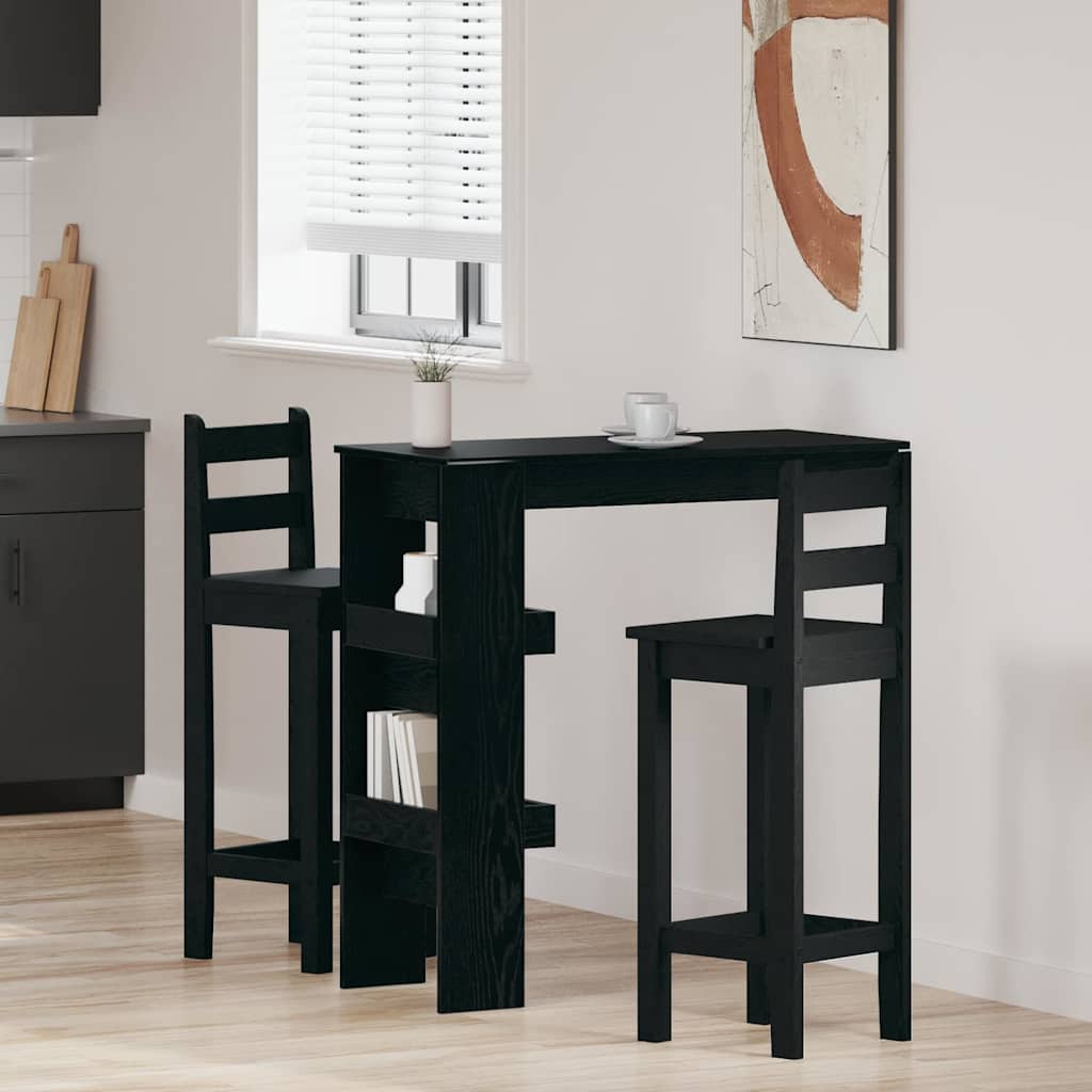 vidaXL Stół Barowy Ścienny z półką Czarny Dąb 102 x 45 x 103,5 cm