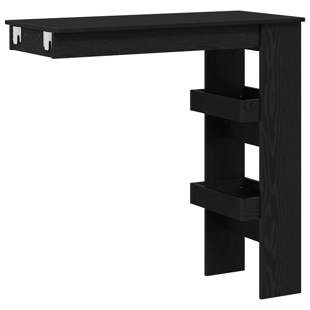 vidaXL Stół Barowy Ścienny z półką Czarny Dąb 102 x 45 x 103,5 cm