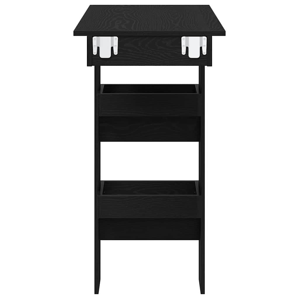 vidaXL Stół Barowy Ścienny z półką Czarny Dąb 102 x 45 x 103,5 cm