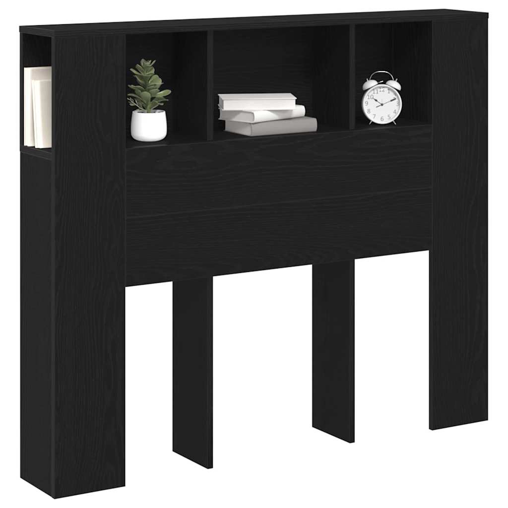 vidaXL Szafka z zagłówkiem z półką Czarny Dąb 120 x 18.5 x 102.5 cm
