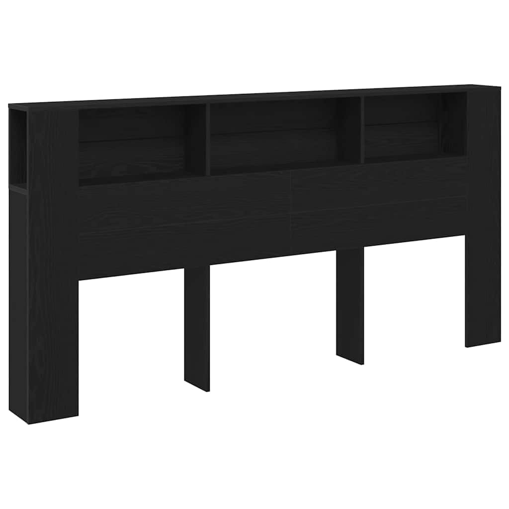 vidaXL Szafka z zagłówkiem z półką Czarny Dąb 200 x 18,5 x 102,5 cm