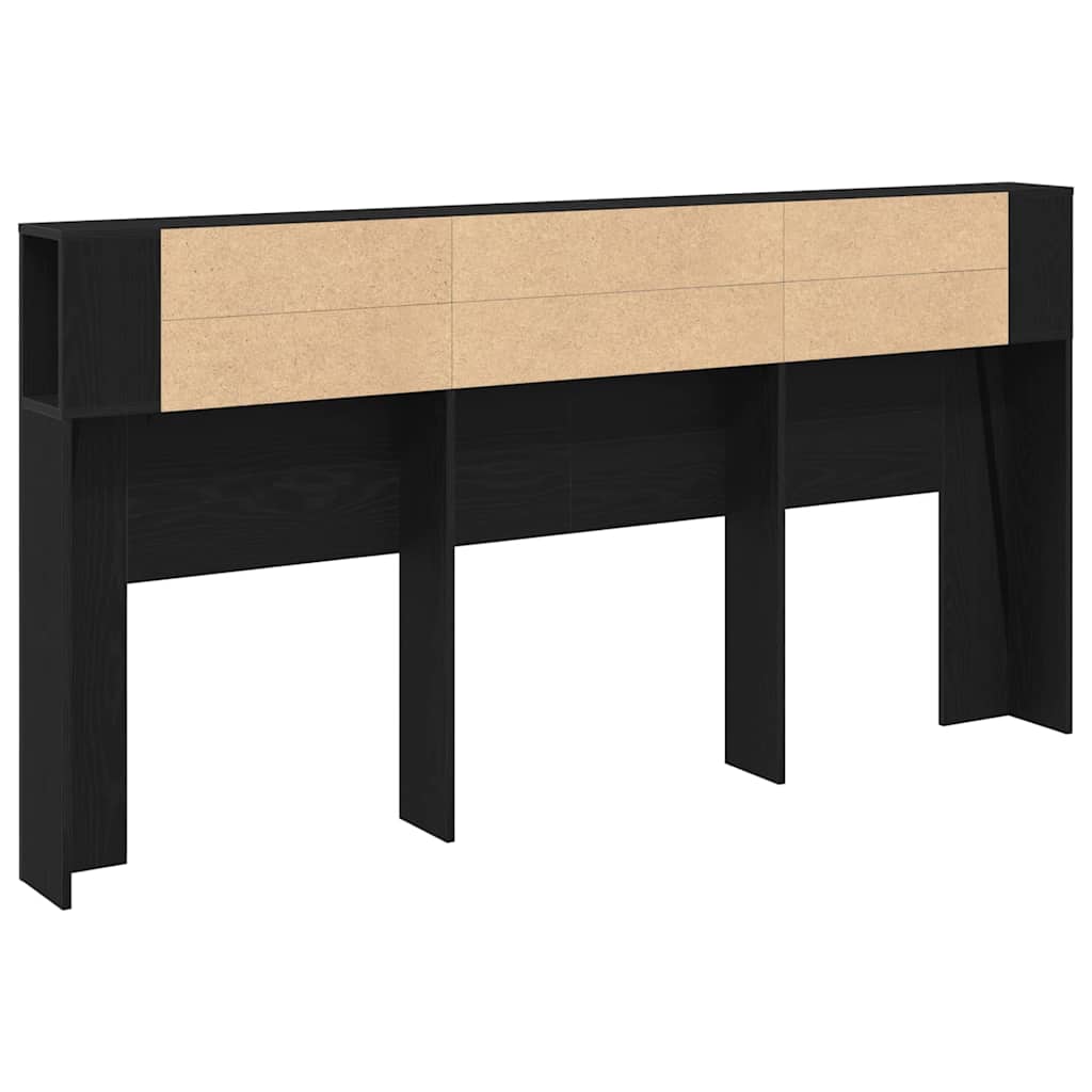 vidaXL Szafka z zagłówkiem z półką Czarny Dąb 200 x 18,5 x 102,5 cm