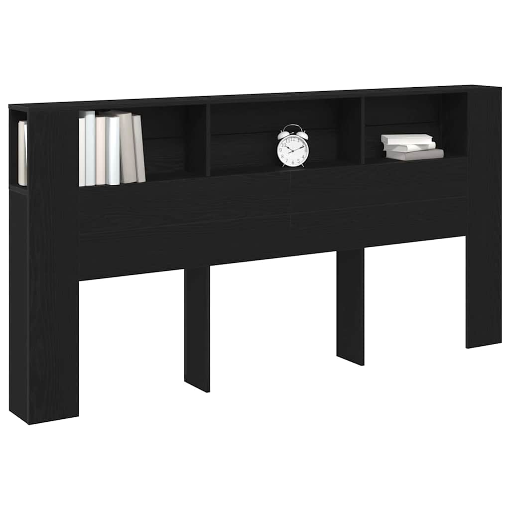 vidaXL Szafka z zagłówkiem z półką Czarny Dąb 200 x 18,5 x 102,5 cm