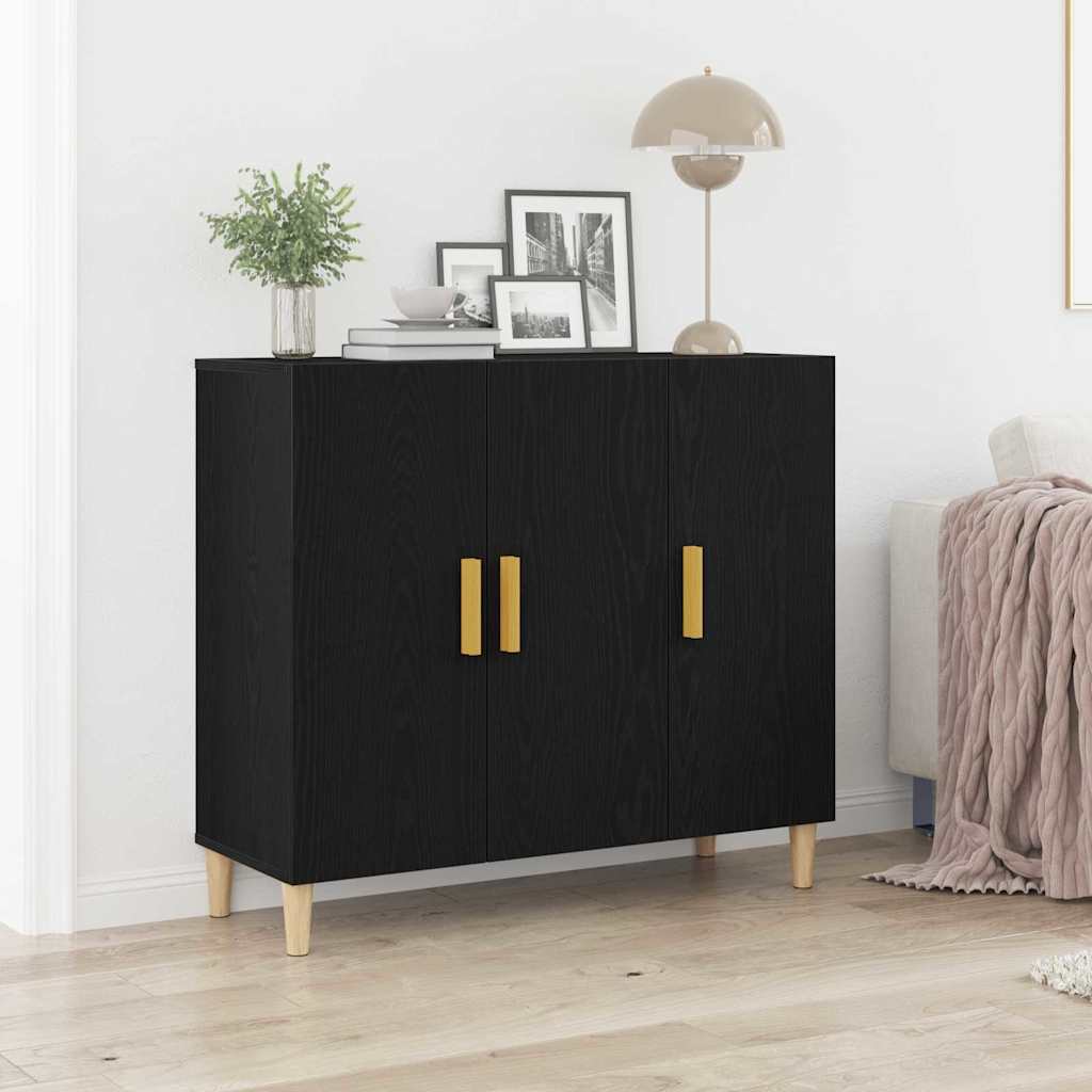 vidaXL Bufet Czarny Dąb 90 x 34 x 80 cm Materiał drewnopochodny