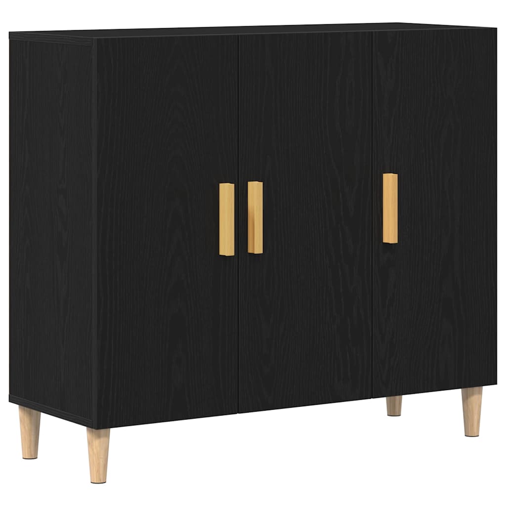 vidaXL Bufet Czarny Dąb 90 x 34 x 80 cm Materiał drewnopochodny