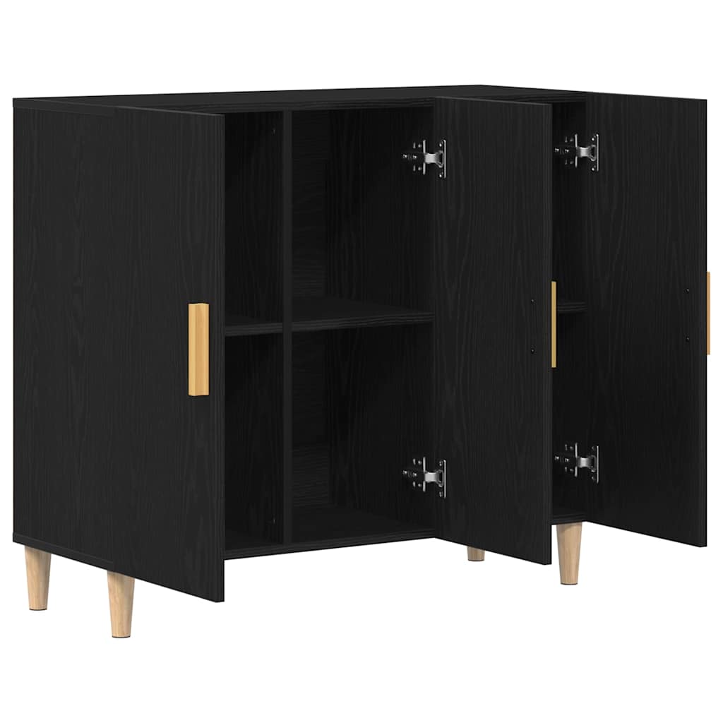 vidaXL Bufet Czarny Dąb 90 x 34 x 80 cm Materiał drewnopochodny