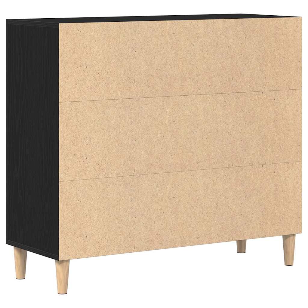 vidaXL Bufet Czarny Dąb 90 x 34 x 80 cm Materiał drewnopochodny