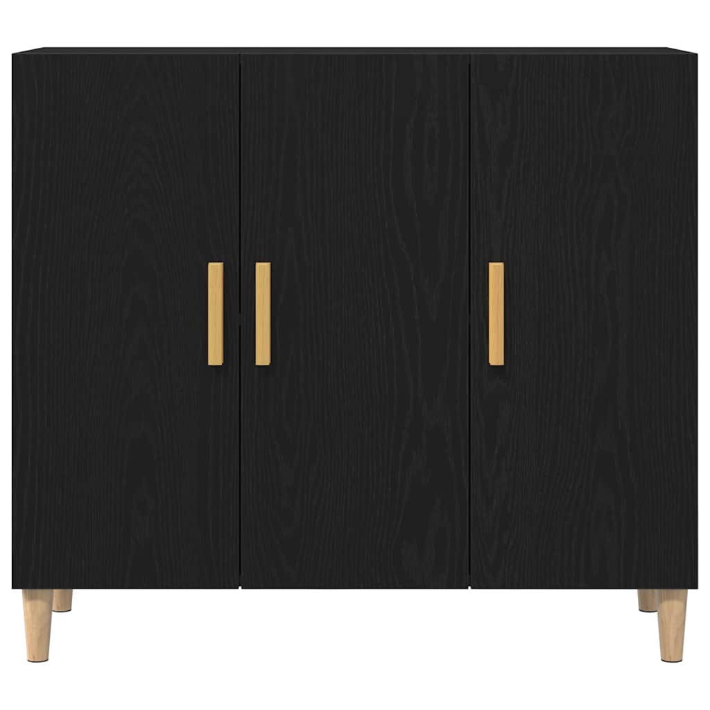 vidaXL Bufet Czarny Dąb 90 x 34 x 80 cm Materiał drewnopochodny