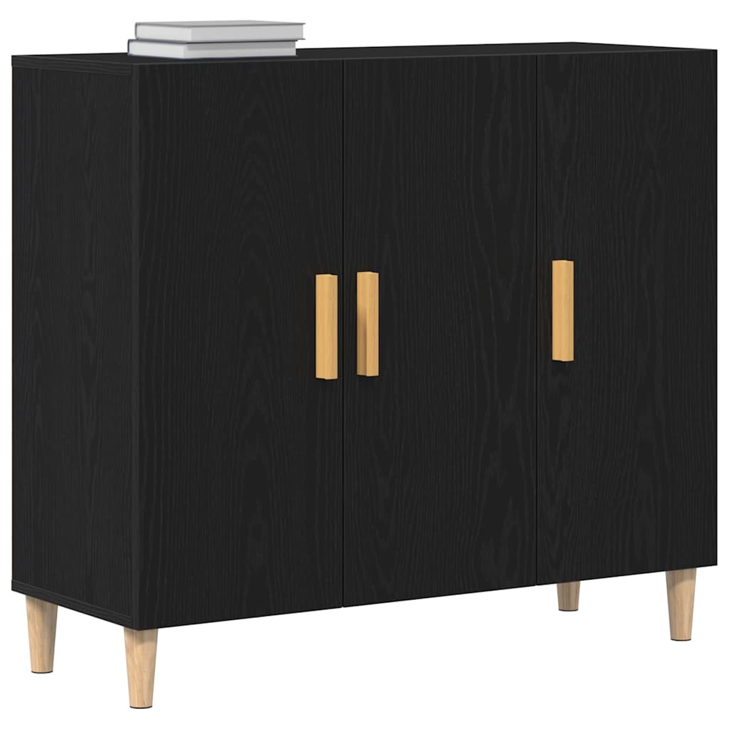 vidaXL Bufet Czarny Dąb 90 x 34 x 80 cm Materiał drewnopochodny
