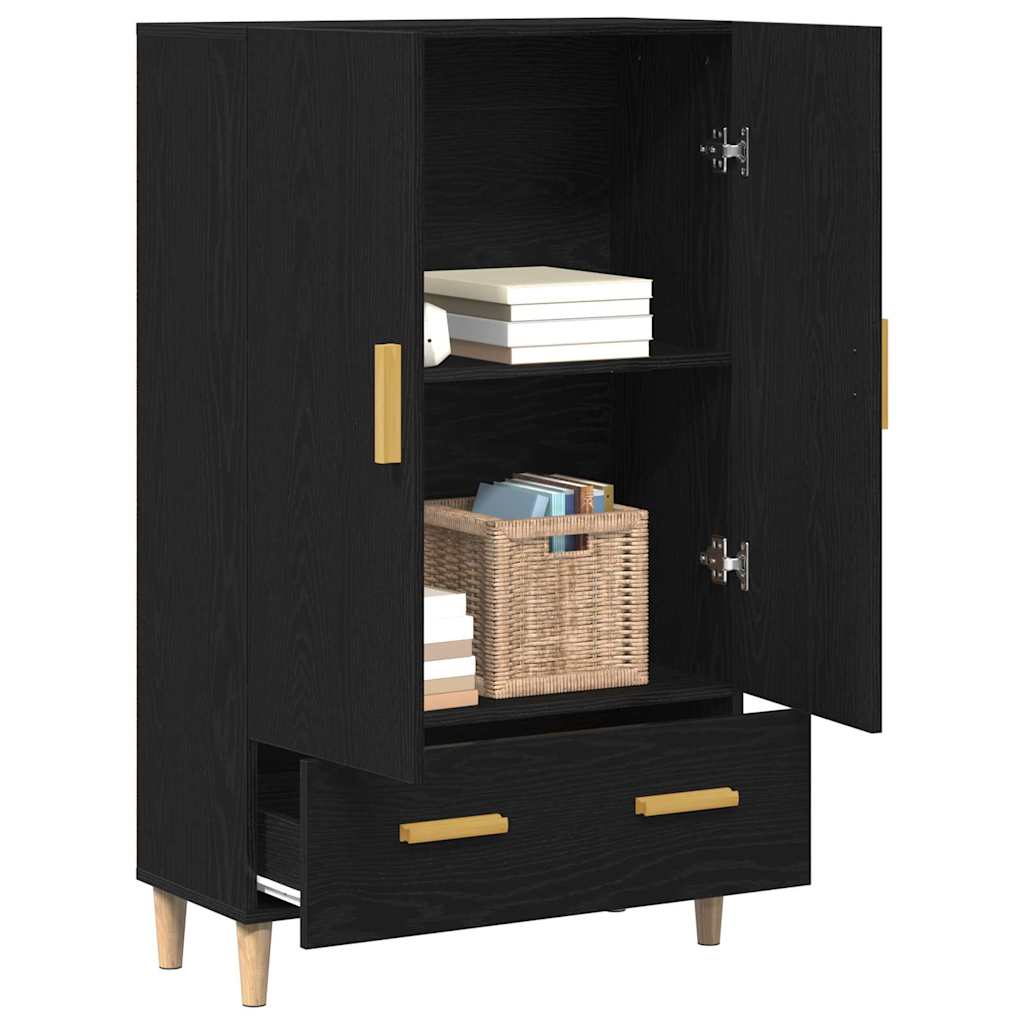 vidaXL Highboard Czarny Dąb 70 x 31 x 115 cm Materiał drewnopochodny