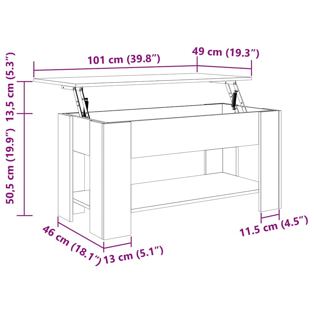 vidaXL Stolik kawowy Czarny dąb 101 x 49 x 52 cm
