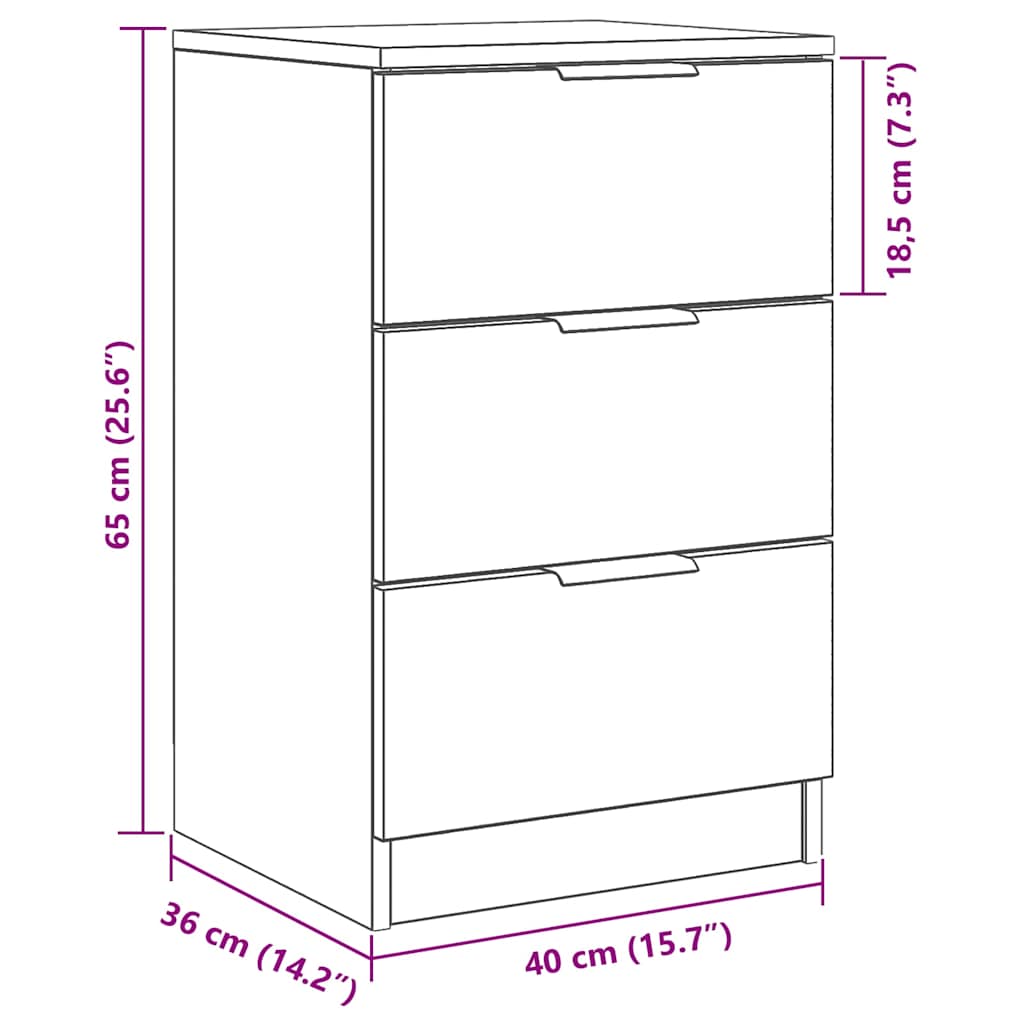 vidaXL Szafka Nocna Czarny Dąb 40 x 65 x 65 cm Materiał drewnopochodny
