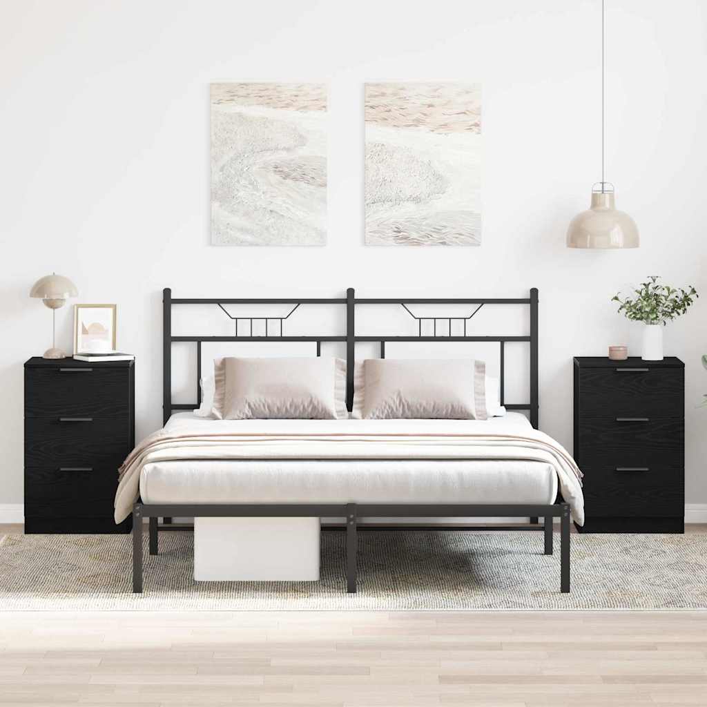 vidaXL Szafka Nocna z szufladą 2 pcs Czarny Dąb 40 x 65 x 65 cm