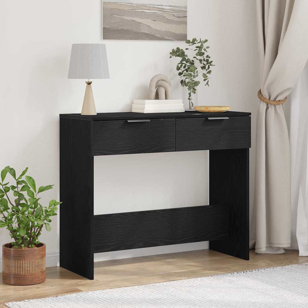 vidaXL Konsola Czarny Dąb 30 x 36 x 75 cm Materiał drewnopochodny