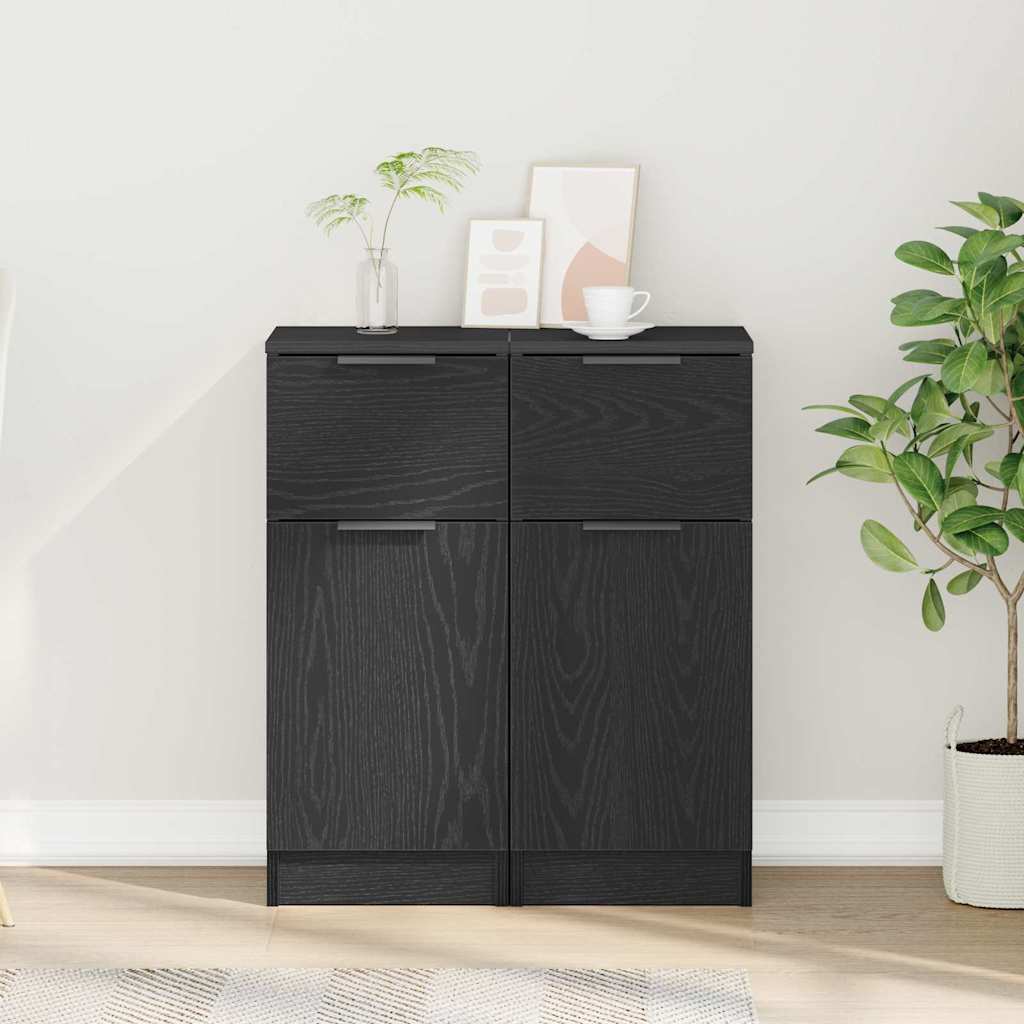 vidaXL Bufet 2 pcs Czarny Dąb 30 x 30 x 70 cm Materiał drewnopochodny