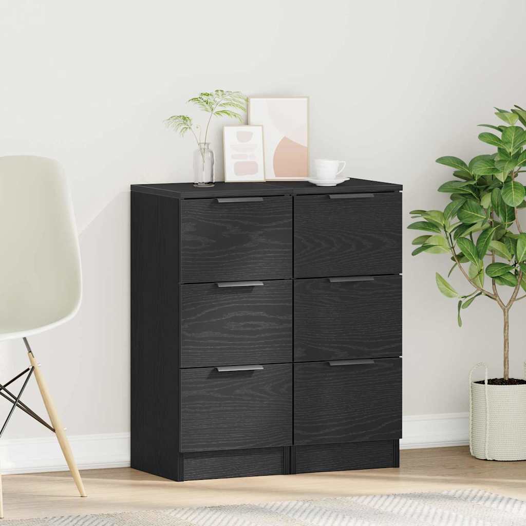 vidaXL Bufet 2 pcs Czarny Dąb 30 x 30 x 70 cm Materiał drewnopochodny