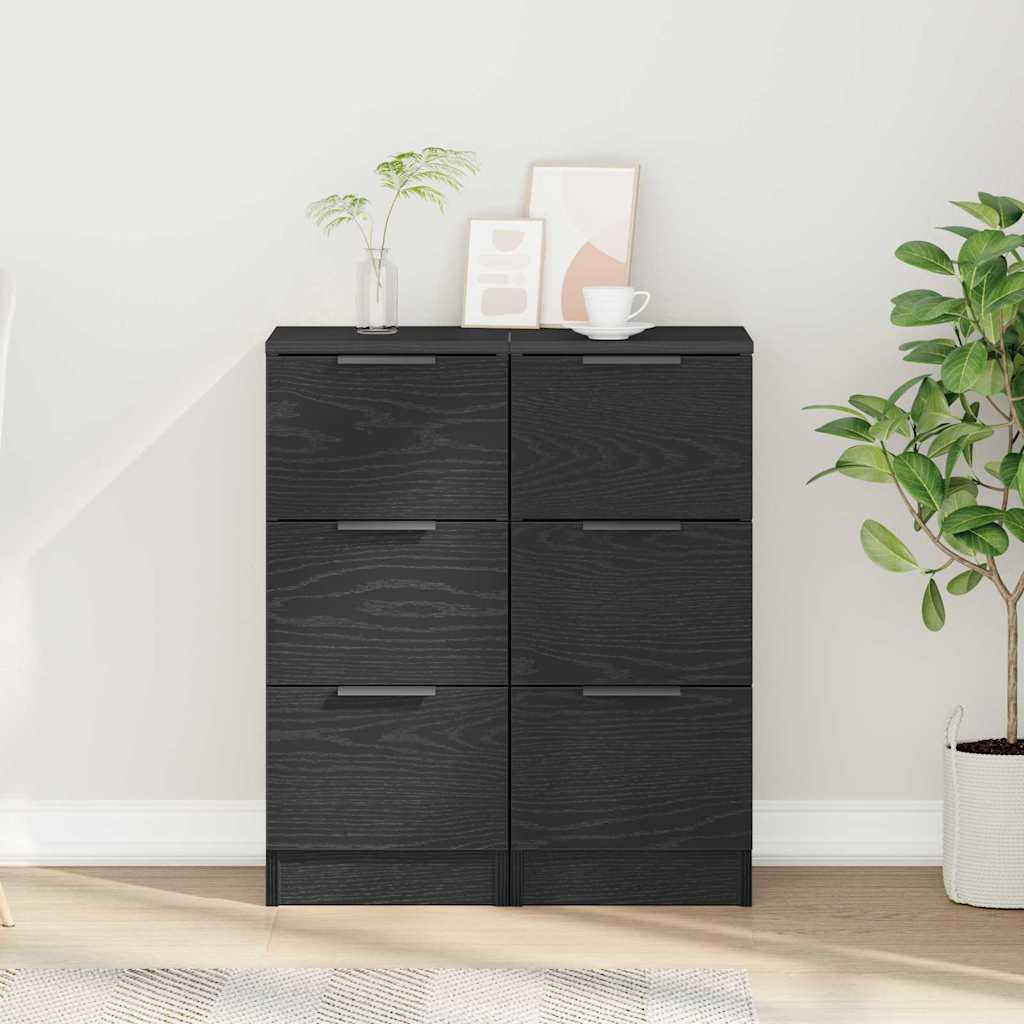 vidaXL Bufet 2 pcs Czarny Dąb 30 x 30 x 70 cm Materiał drewnopochodny