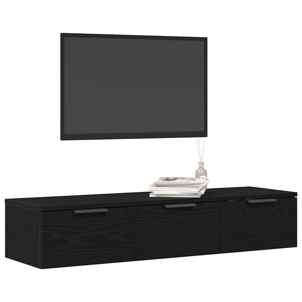 vidaXL Szafka ścienna z szufladą Czarny Dąb 102 x 30 x 20 cm