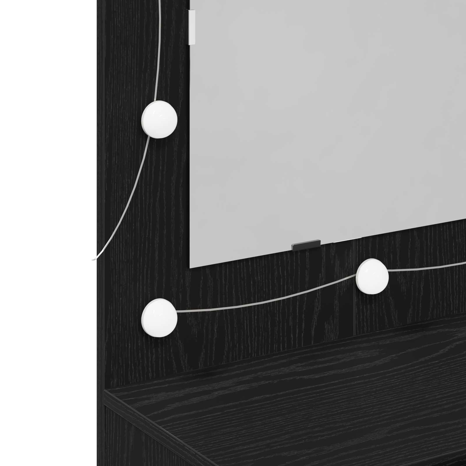 vidaXL Szafka z lustrem Ze LED Lights Czarny Dąb 90 x 31,5 x 62 cm