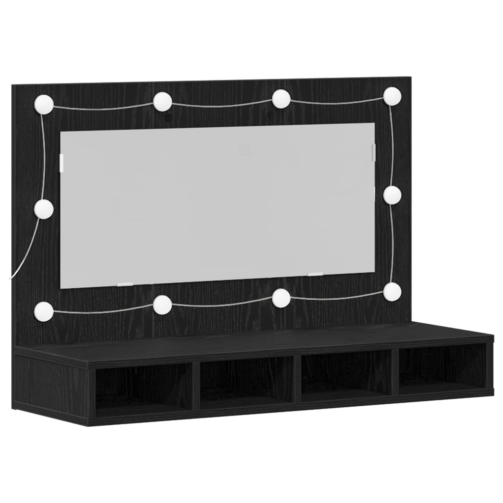 vidaXL Szafka z lustrem Ze LED Lights Czarny Dąb 90 x 31,5 x 62 cm