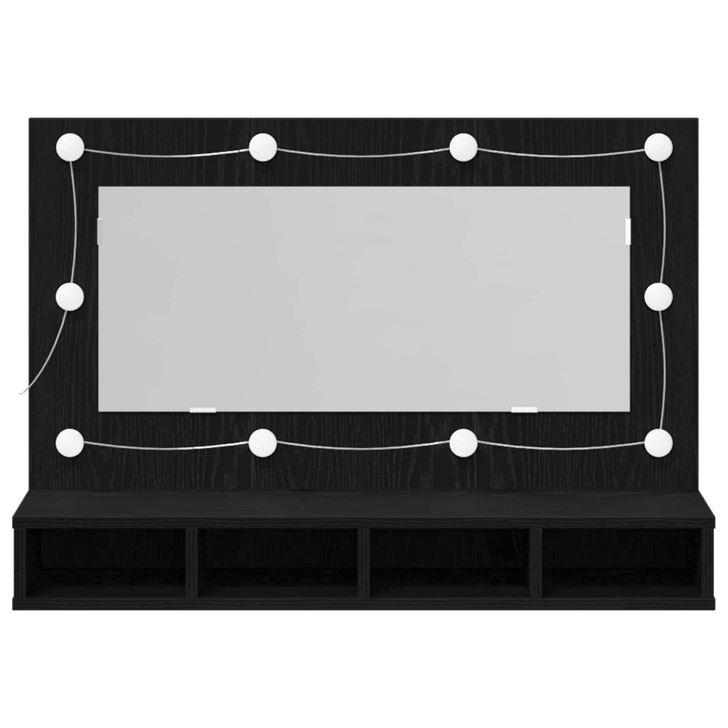 vidaXL Szafka z lustrem Ze LED Lights Czarny Dąb 90 x 31,5 x 62 cm