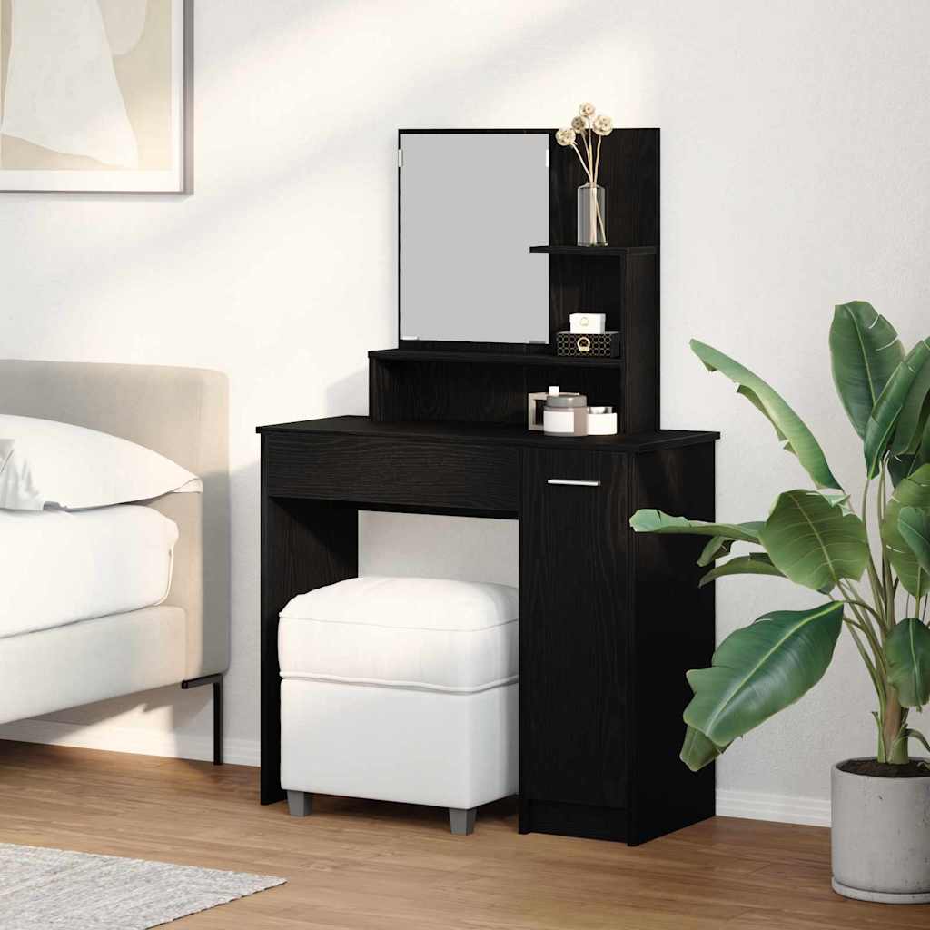 vidaXL Toaletka Czarny Dąb 86,5 x 35 x 136 cm Materiał drewnopochodny