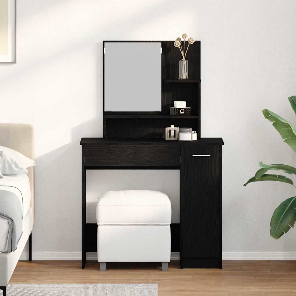 vidaXL Toaletka Czarny Dąb 86,5 x 35 x 136 cm Materiał drewnopochodny